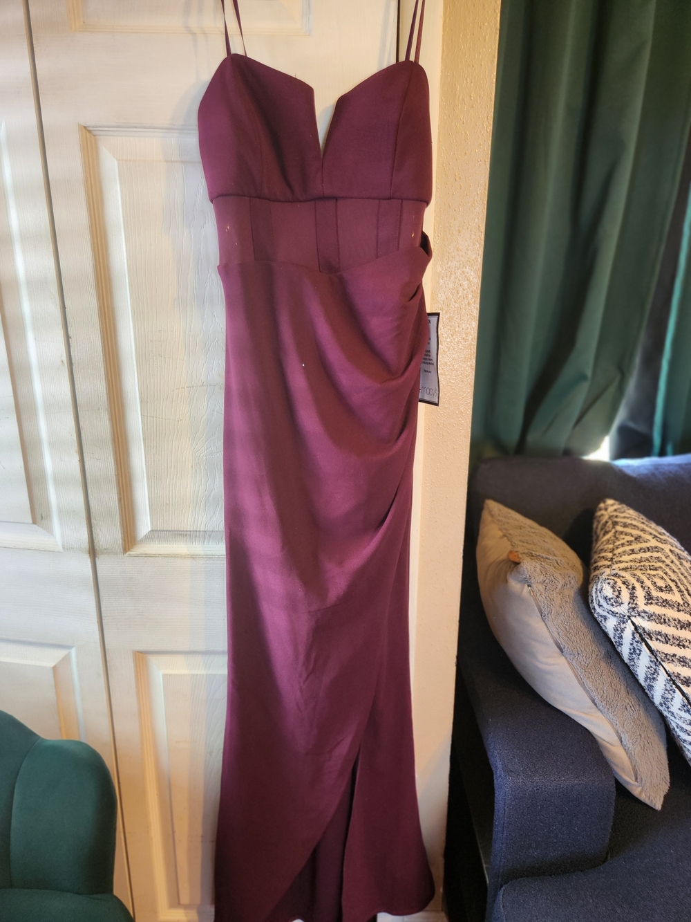 Emerald Sundae Plum Strapless Evening Gown